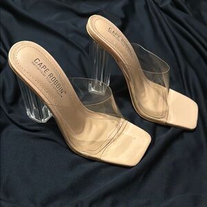 Cape Robbin Transparent Nude Block Heels